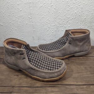 Twisted X Men Chukka Driving Moc Grey Leather Shoes Boots Men's Size 10.5